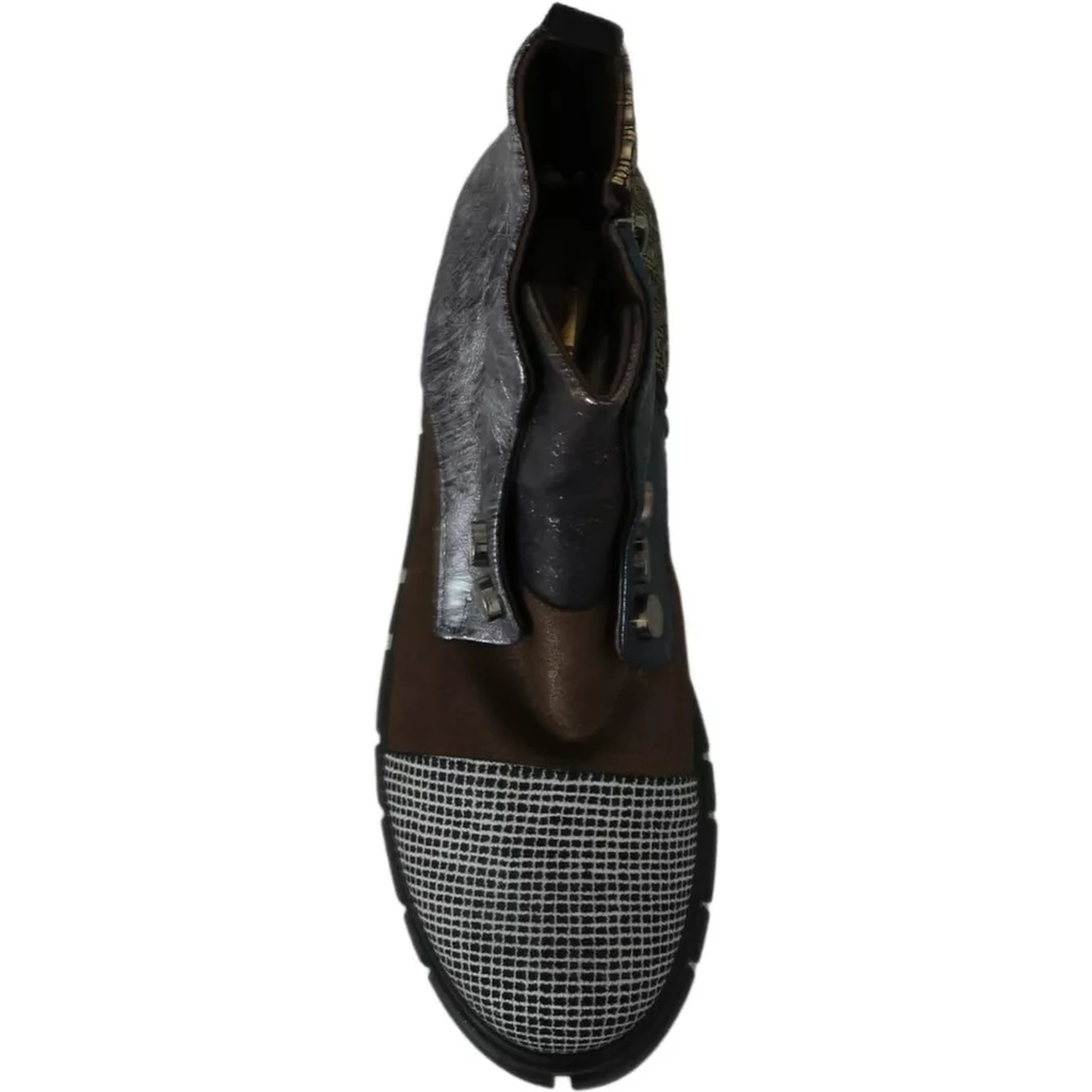 Multicolor Leather Suede Zipper Ankle Boots Shoes