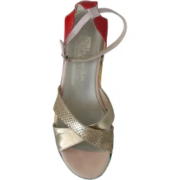 Multicolor Leather Ankle Strap Wedge Heel Sandals Shoes