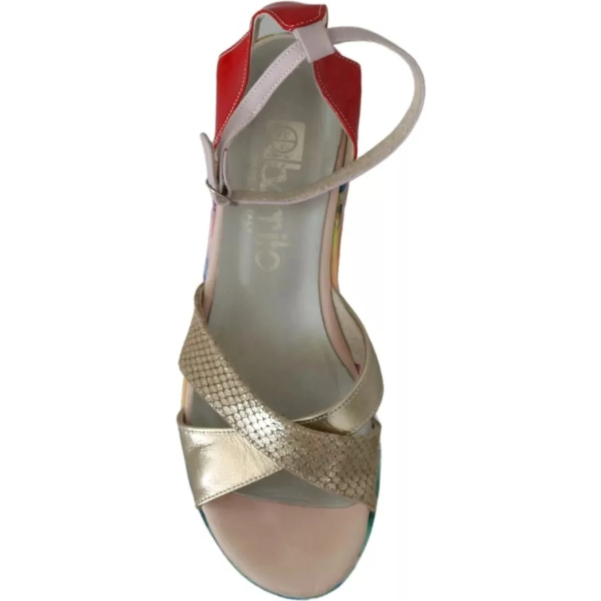 Multicolor Leather Ankle Strap Wedge Heel Sandals Shoes