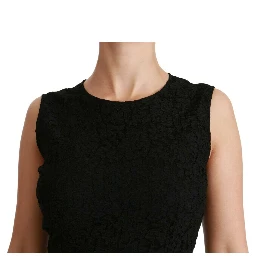 Black Floral Lace Sheath Gown Dress
