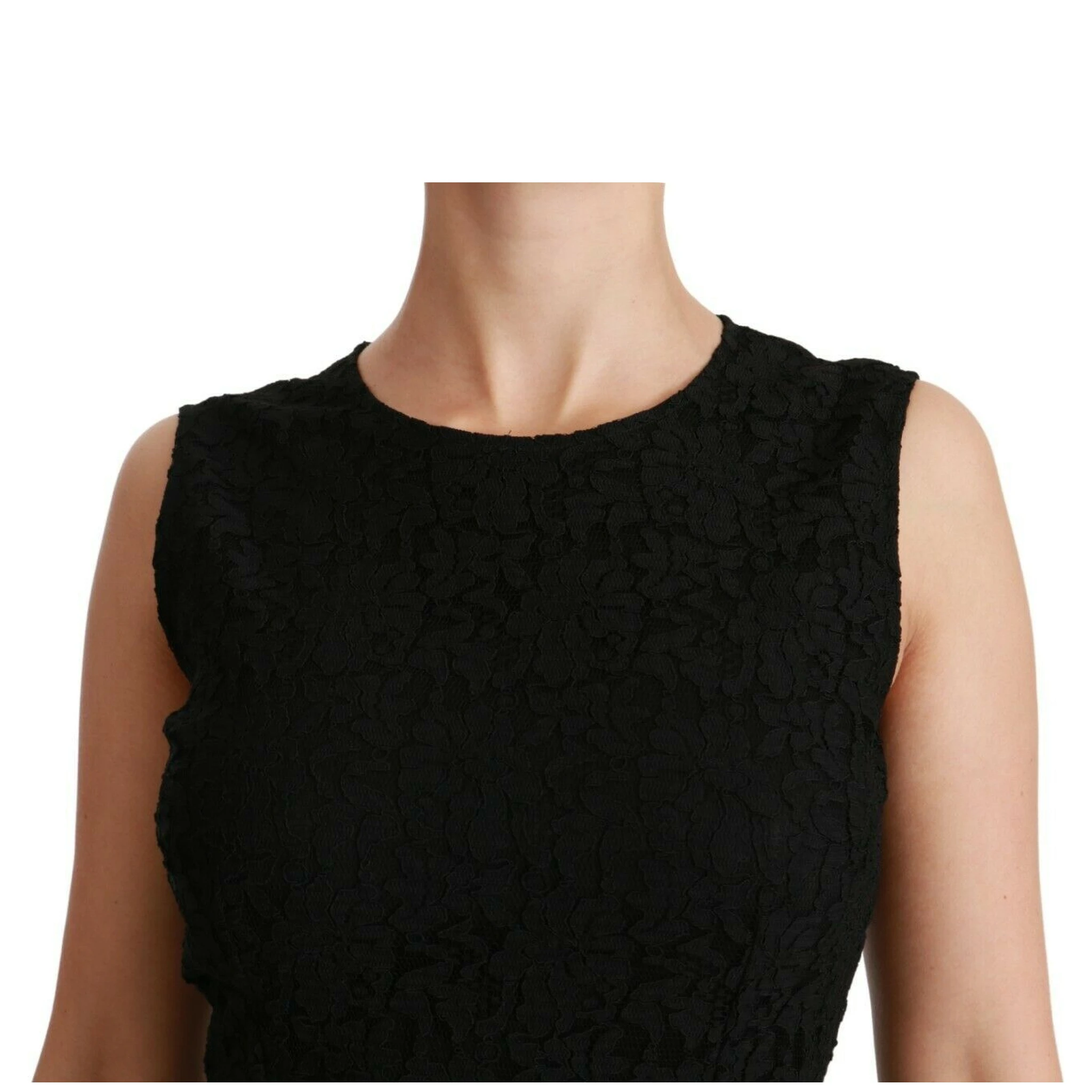 Black Floral Lace Sheath Gown Dress