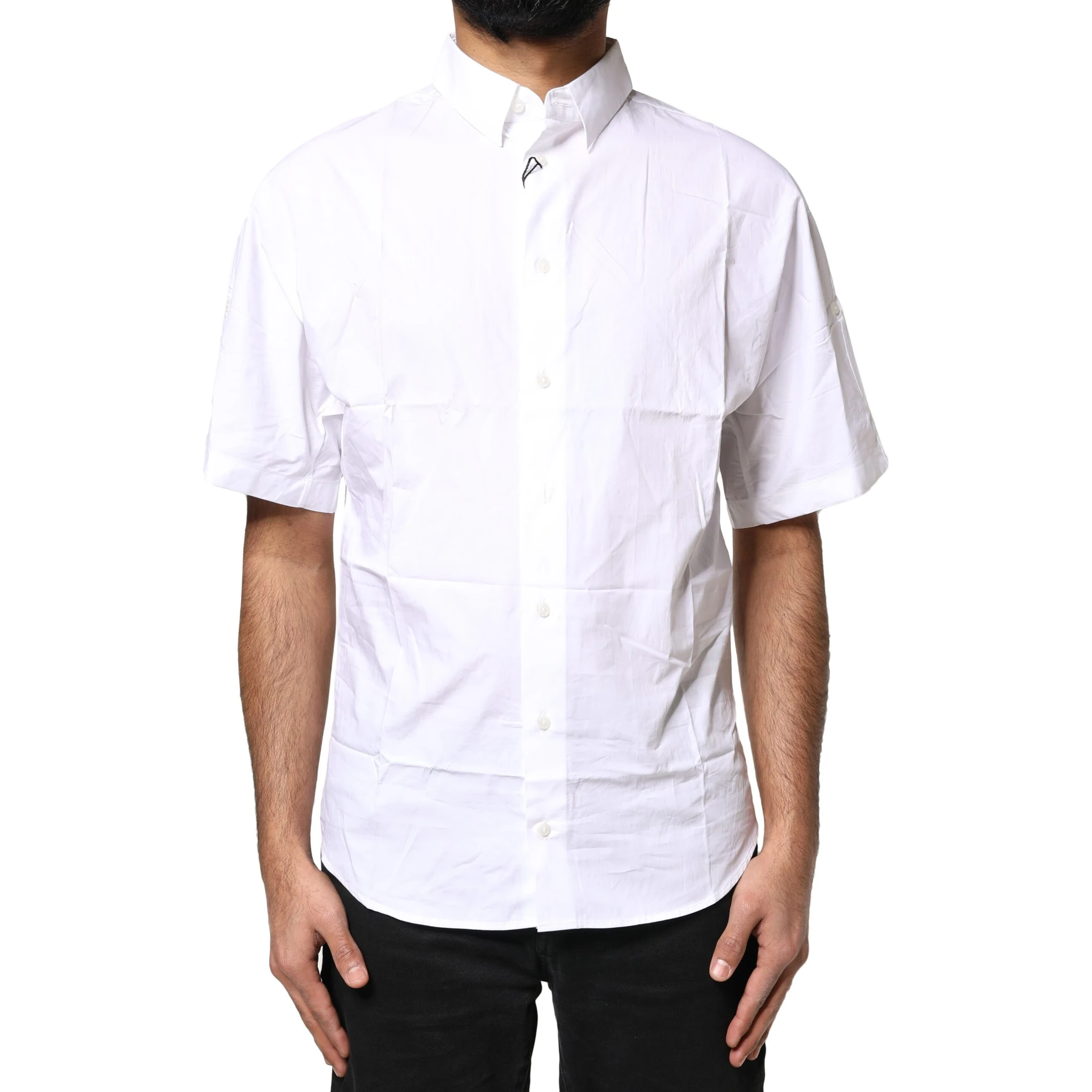 White Cotton Button Down Casual Men Polo Shirt
