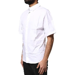 White Cotton Button Down Casual Men Polo Shirt