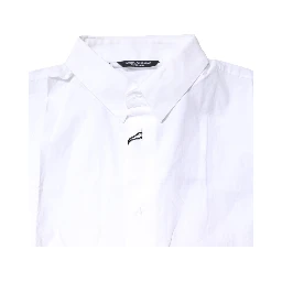 White Cotton Button Down Casual Men Polo Shirt