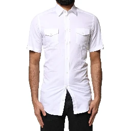 White GOLD Button Down Casual Men Polo Shirt