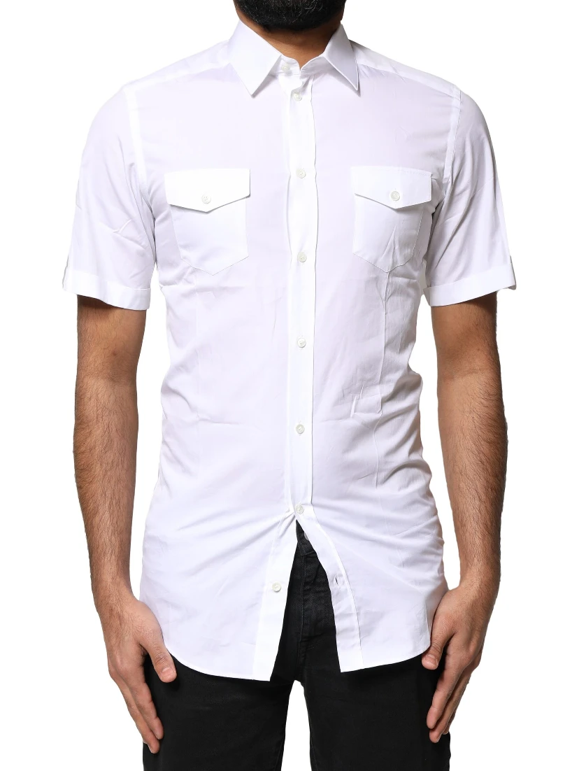 White GOLD Button Down Casual Men Polo Shirt