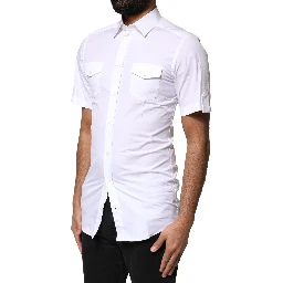 White GOLD Button Down Casual Men Polo Shirt