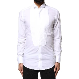 White GOLD CottonPoplin Bib Formal Dress Shirt