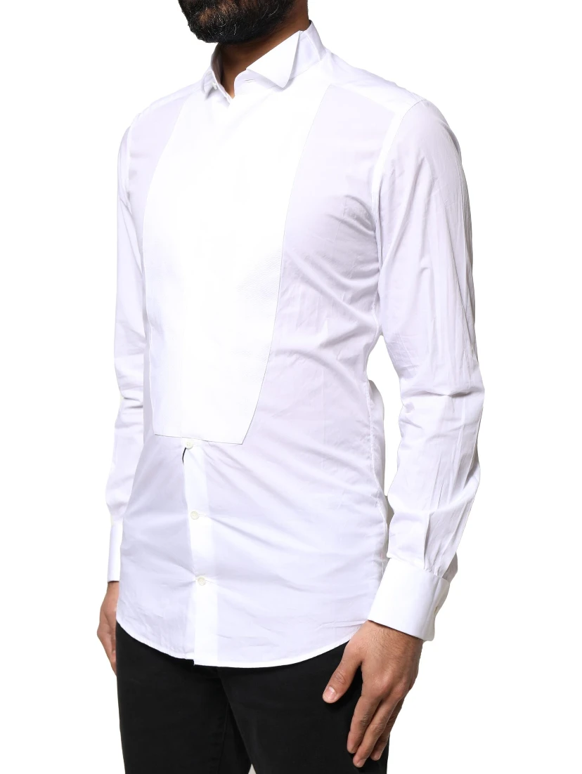 White GOLD CottonPoplin Bib Formal Dress Shirt
