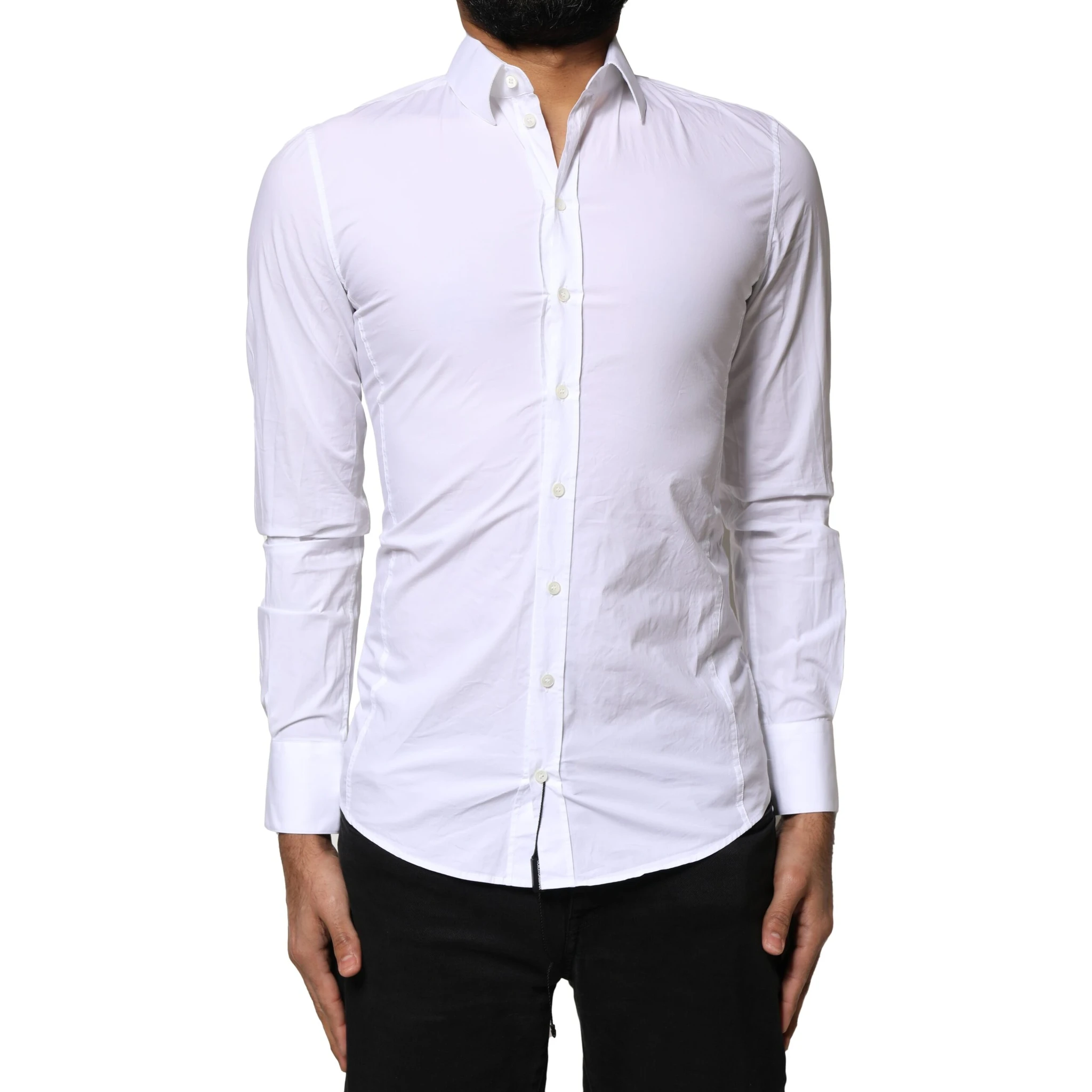 White SICILIA Cotton Formal Men Dress Shirt