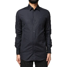 Dark Blue GOLD Cotton Long Sleeves Dress Shirt