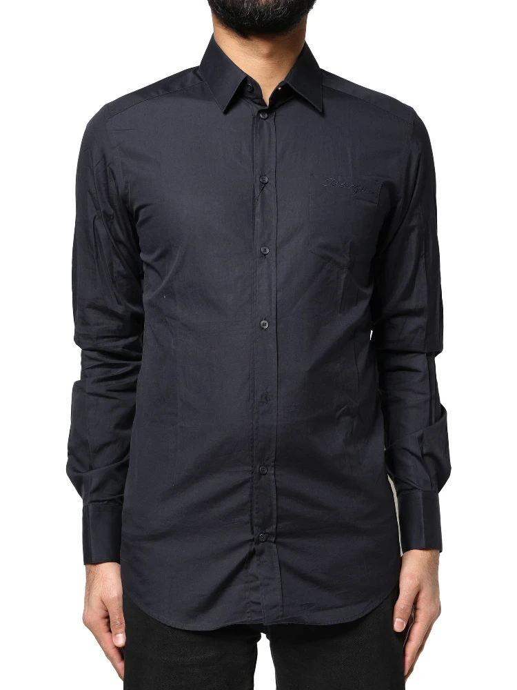 Dark Blue GOLD Cotton Long Sleeves Dress Shirt alternative