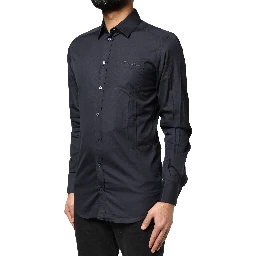 Dark Blue GOLD Cotton Long Sleeves Dress Shirt
