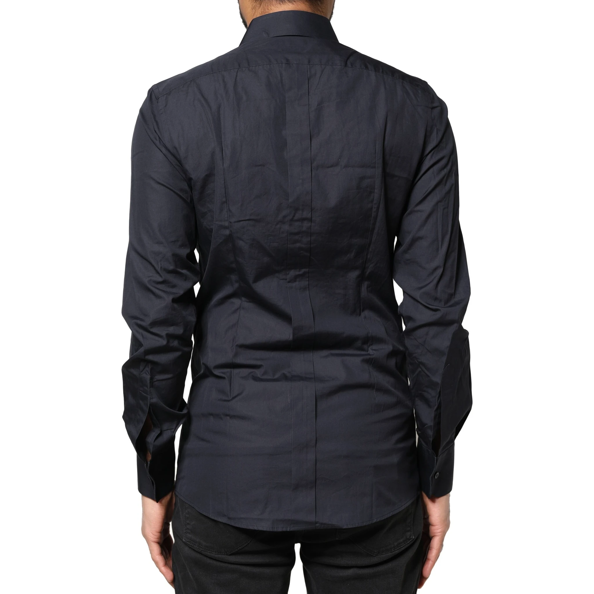 Dark Blue GOLD Cotton Long Sleeves Dress Shirt