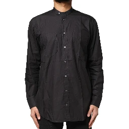 Black Cotton Button Down Men Casual Shirt