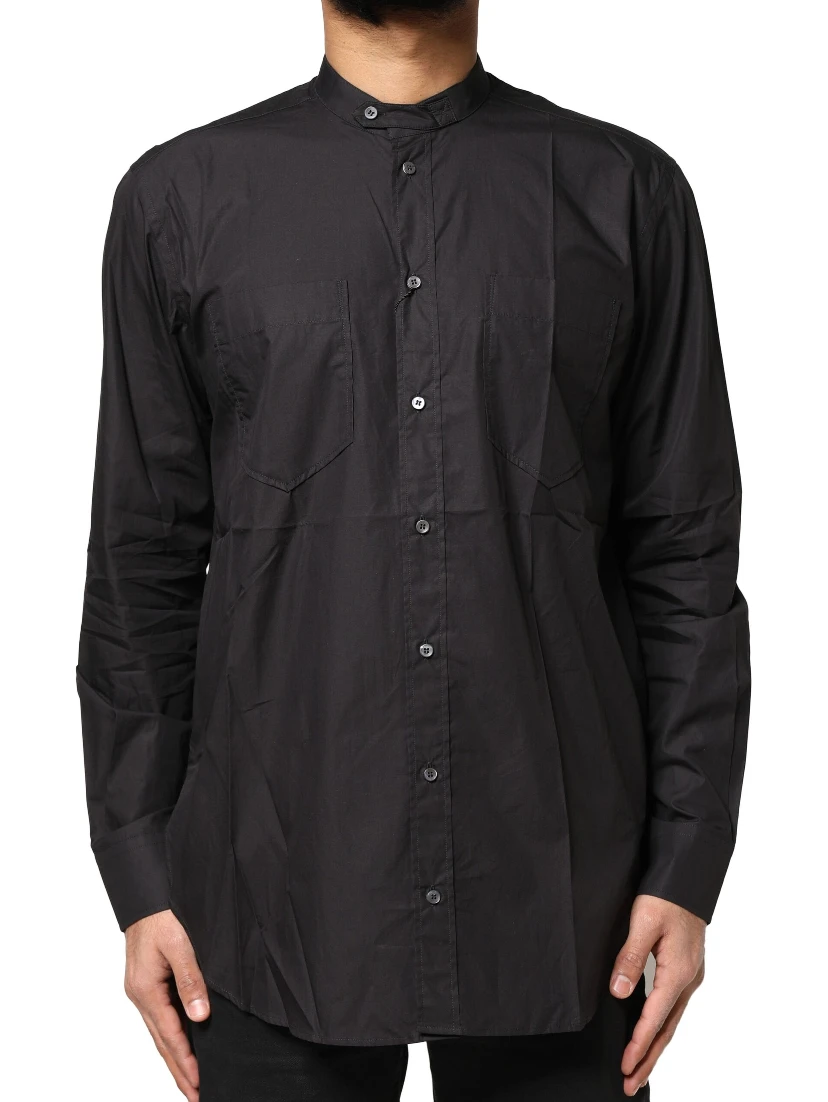 Black Cotton Button Down Men Casual Shirt