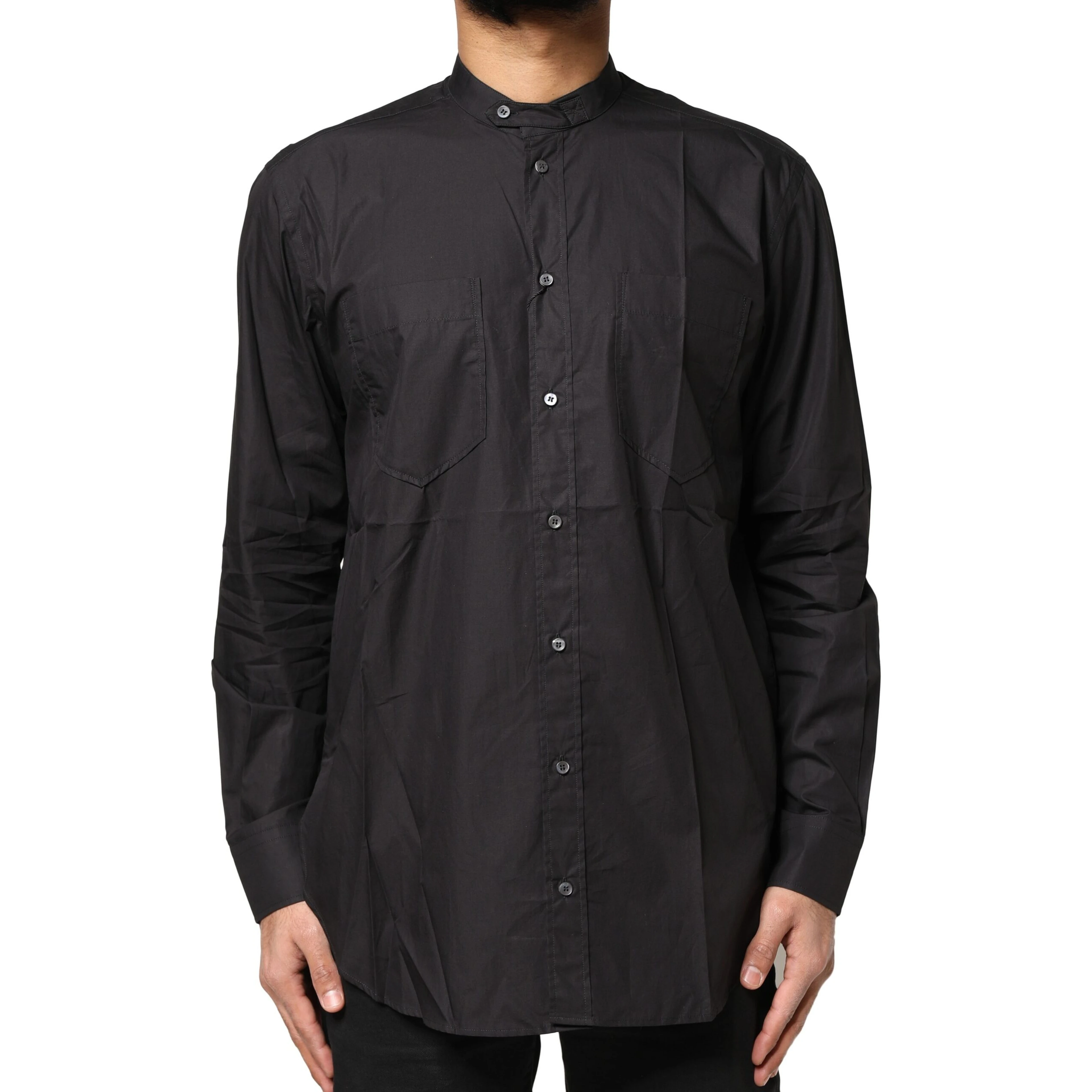 Black Cotton Button Down Men Casual Shirt