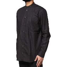 Black Cotton Button Down Men Casual Shirt
