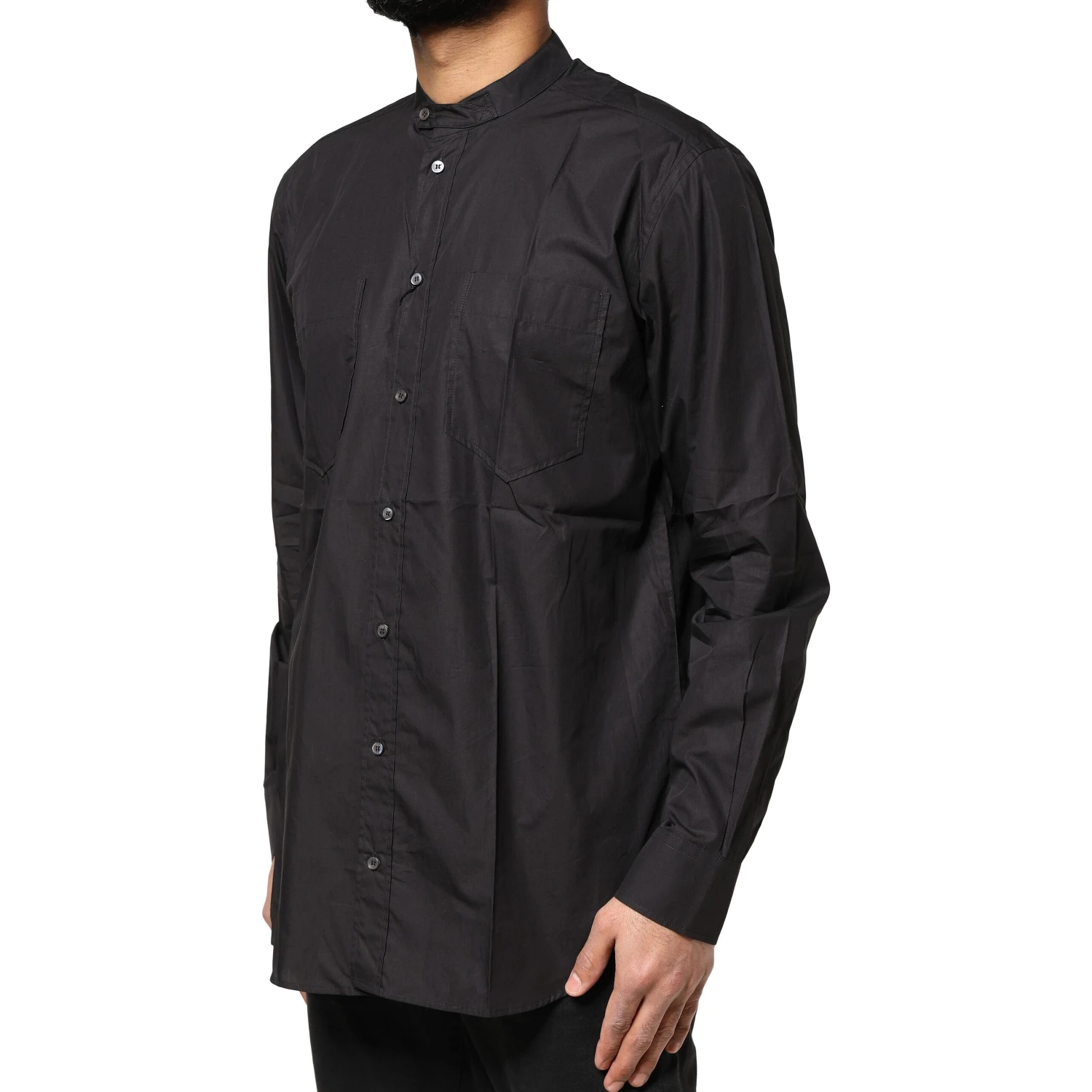 Black Cotton Button Down Men Casual Shirt