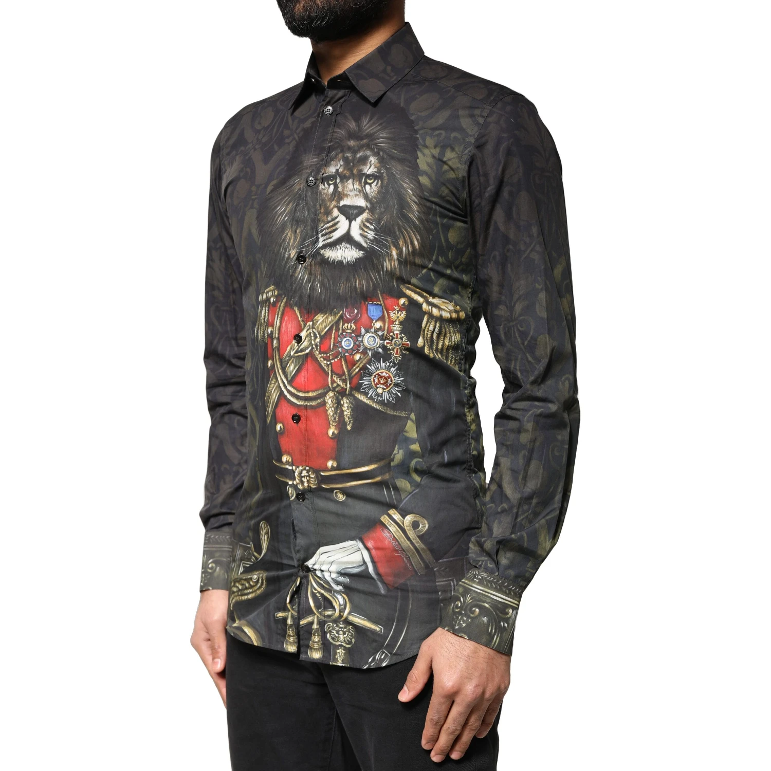 Black Royal Pet Portrait GOLD Dress Shirt