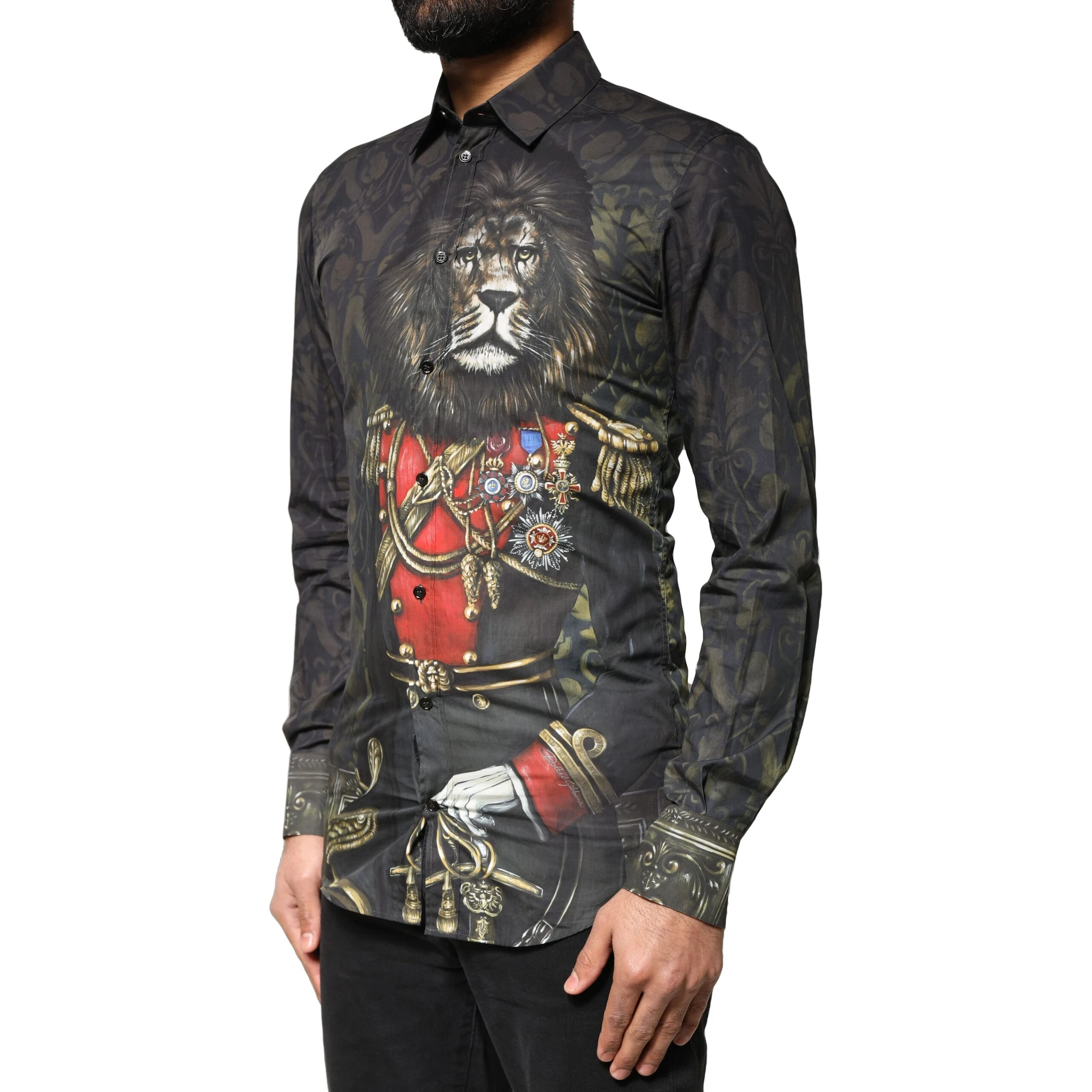 Black Royal Pet Portrait GOLD Dress Shirt