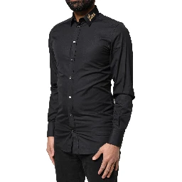 Black Love Embroidery GOLD Formal Dress Shirt