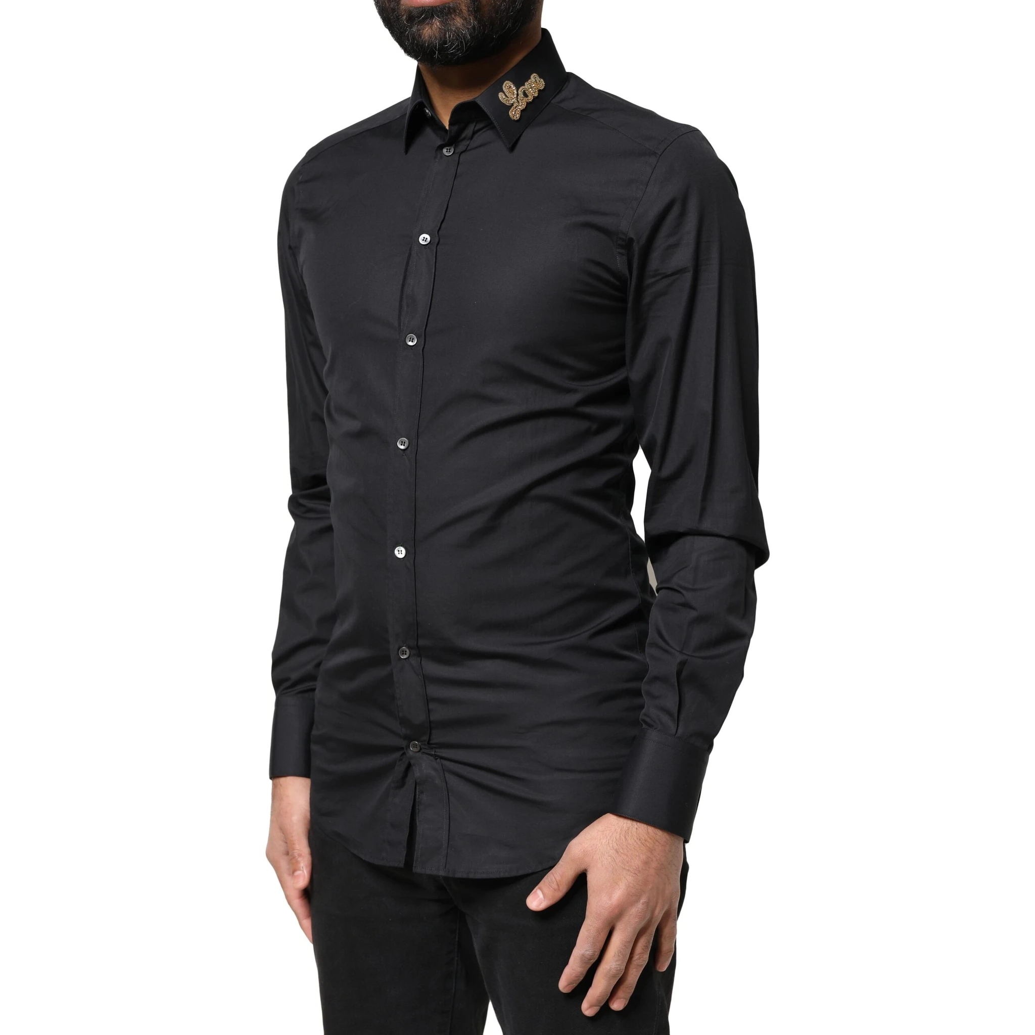 Black Love Embroidery GOLD Formal Dress Shirt
