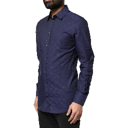 Blue Check Tartan GOLD Formal Dress Shirt