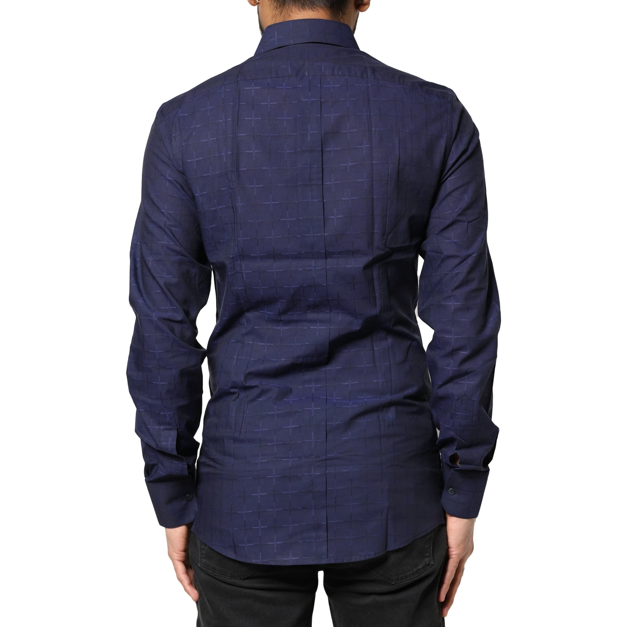 Blue Check Tartan GOLD Formal Dress Shirt