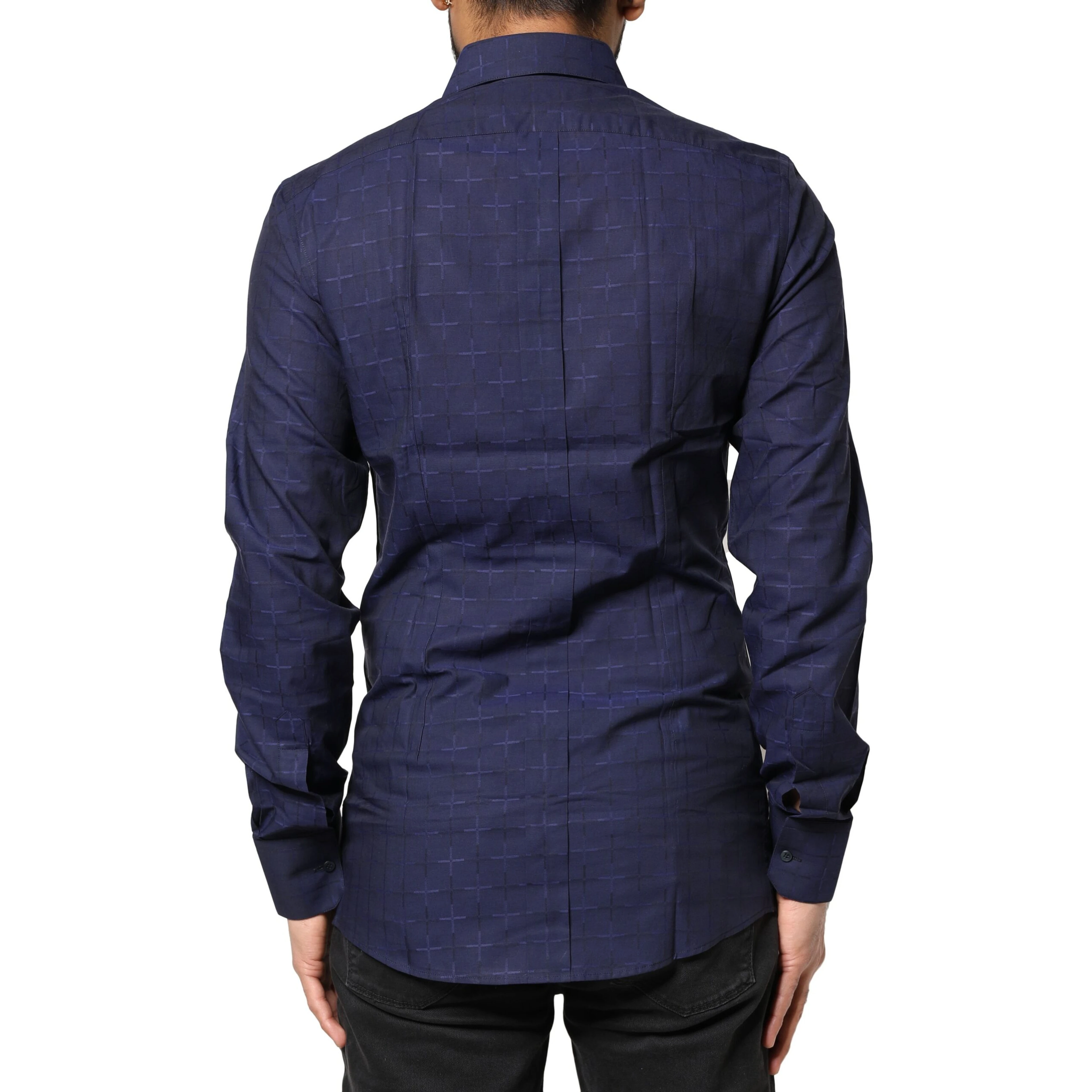 Blue Check Tartan GOLD Formal Dress Shirt