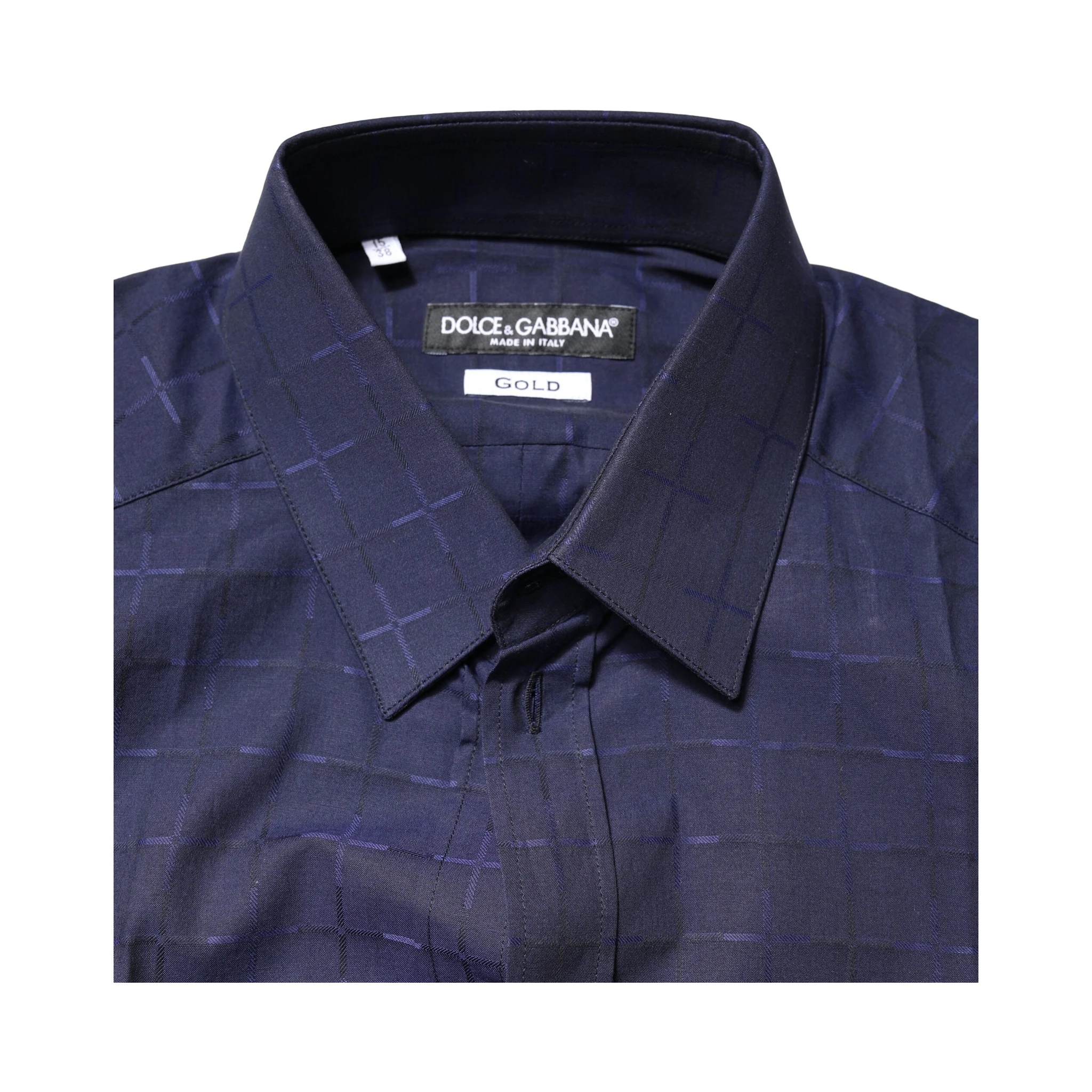 Blue Check Tartan GOLD Formal Dress Shirt