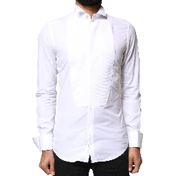 White GOLD Cotton Poplin Bib Formal Men Dress Shirt