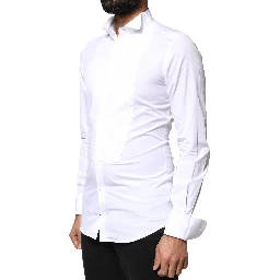 White GOLD Cotton Poplin Bib Formal Men Dress Shirt