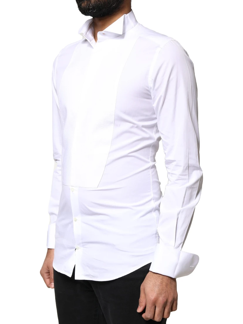 White GOLD Cotton Poplin Bib Formal Men Dress Shirt