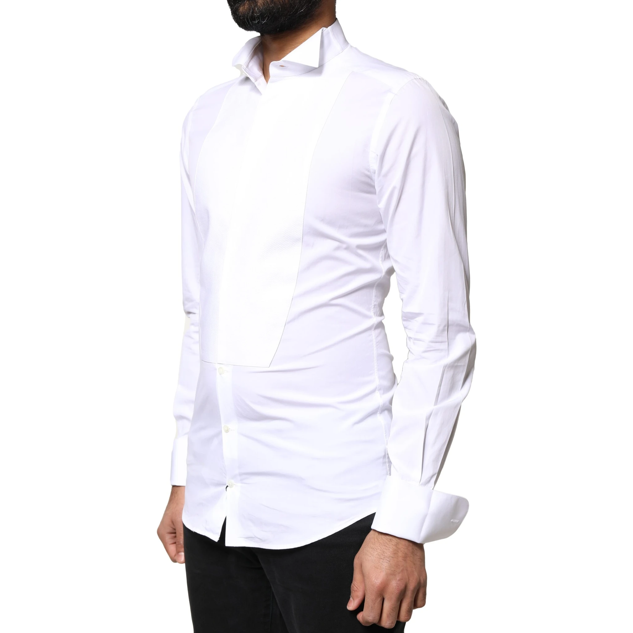 White GOLD Cotton Poplin Bib Formal Men Dress Shirt