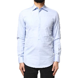 Light Blue Cotton Long Sleeves Dress Shirt