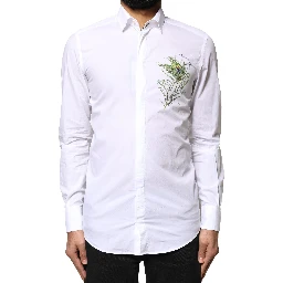 White Cotton Peacock Feather GOLD Formal Shirt