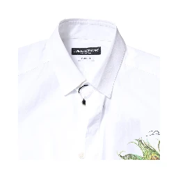 White Cotton Peacock Feather GOLD Formal Shirt