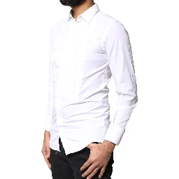 White GOLD Cotton Poplin Bib Men Dress Shirt