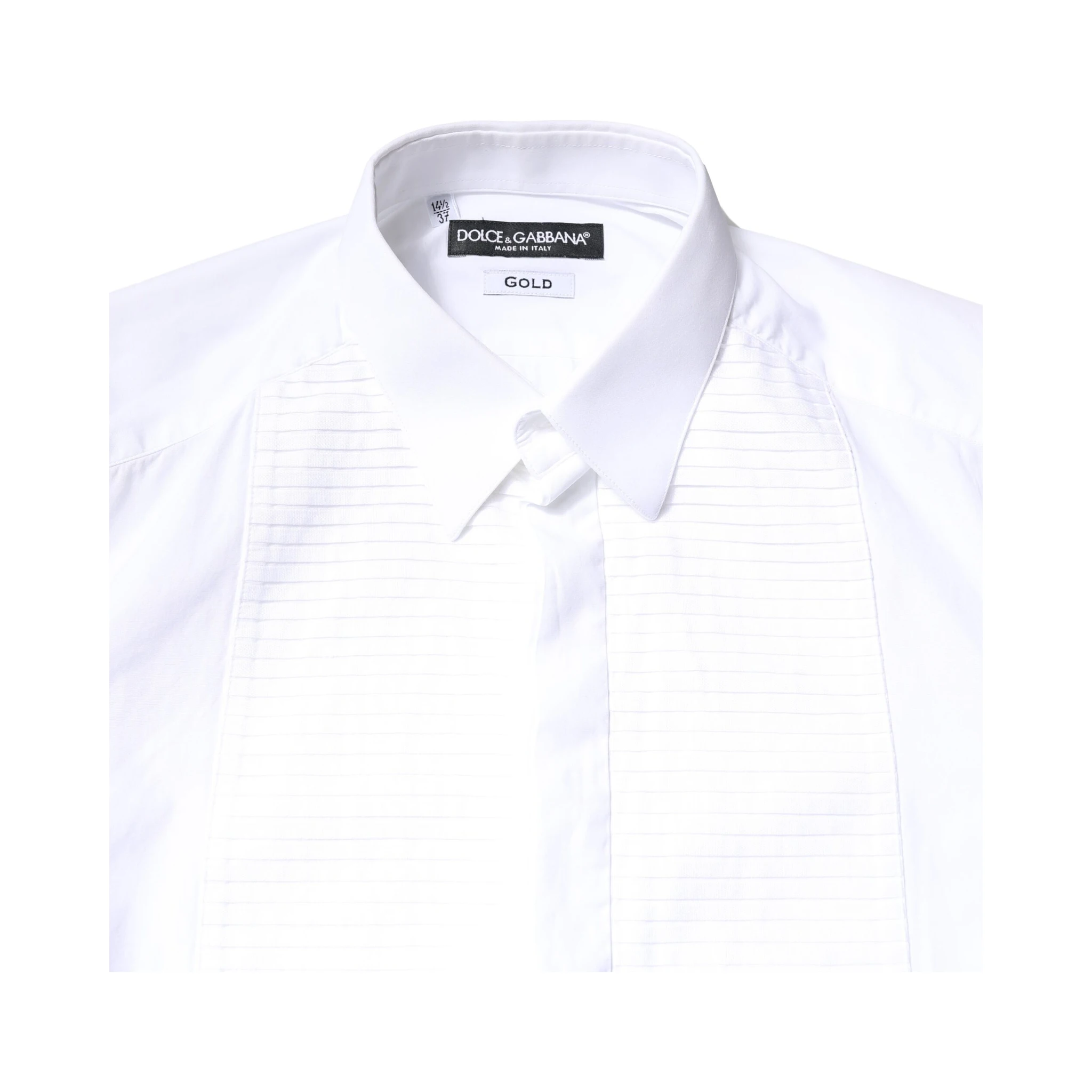 White GOLD Cotton Poplin Bib Men Dress Shirt