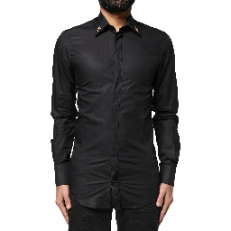 Black GOLD Cross Embellished Men Dress Shirt