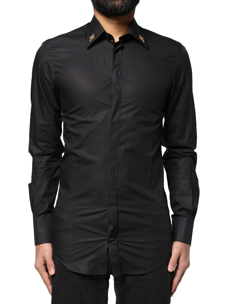 Black GOLD Cross Embellished Men Dress Shirt