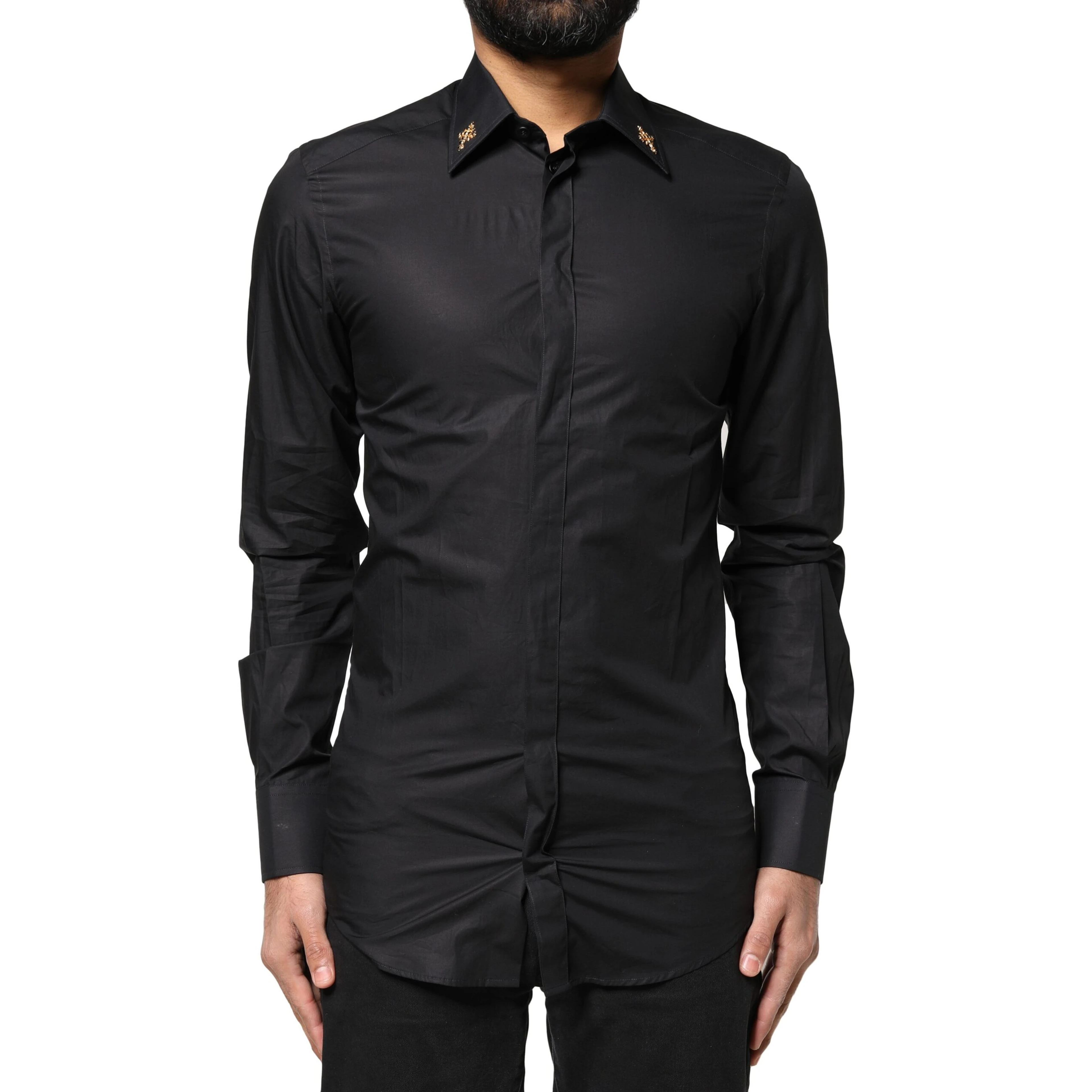 Black GOLD Cross Embellished Men Dress Shirt