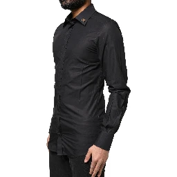 Black GOLD Cross Embellished Men Dress Shirt