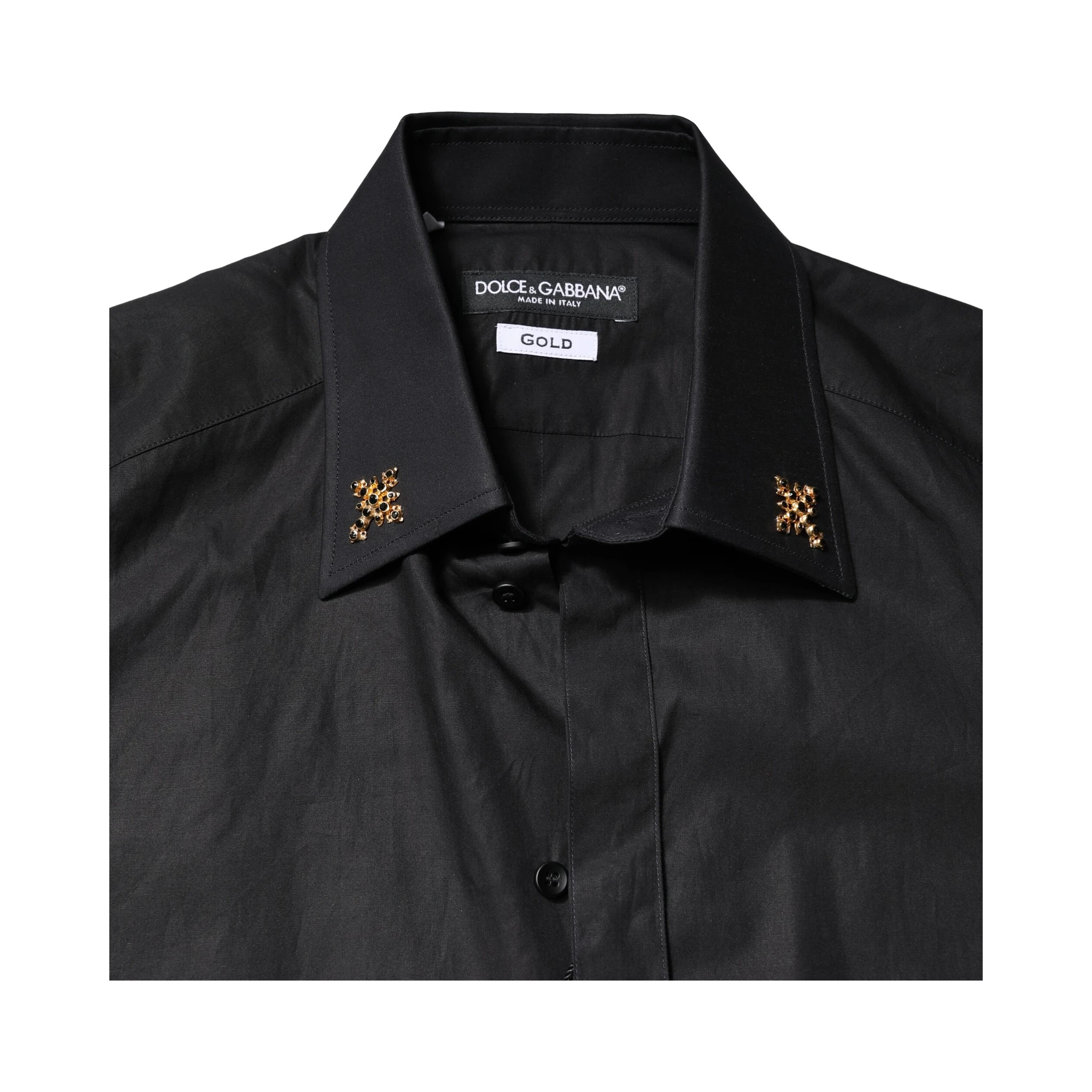 Black GOLD Cross Embellished Men Dress Shirt