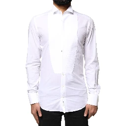 White GOLD Cotton Poplin Bib Formal Men Dress Shirt
