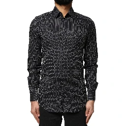 Black GOLD Patterned Cotton Men Dress Shirt