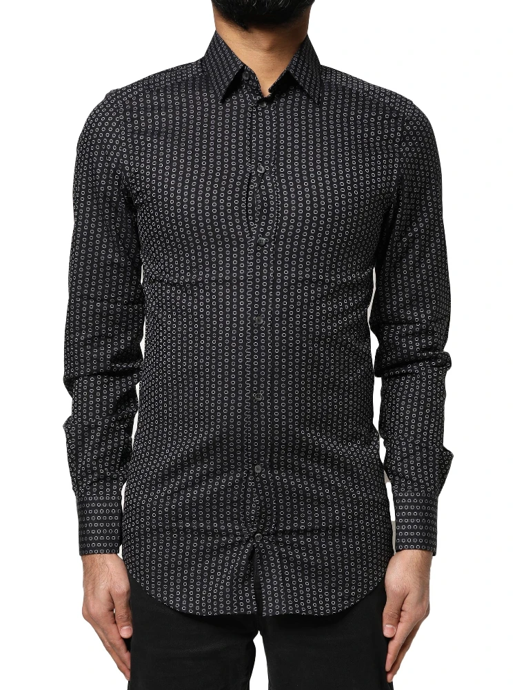 Black GOLD Patterned Cotton Men Dress Shirt alternative
