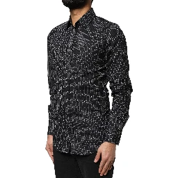 Black GOLD Patterned Cotton Men Dress Shirt
