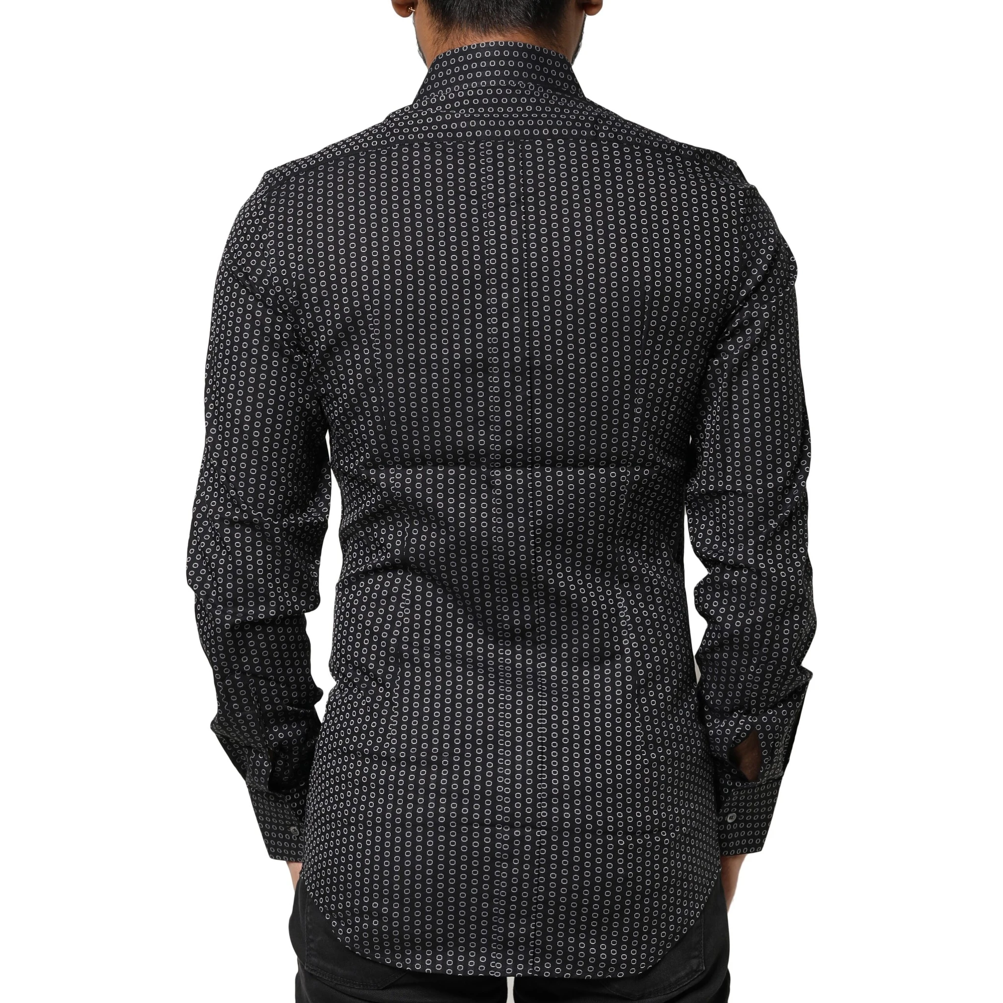 Black GOLD Patterned Cotton Men Dress Shirt